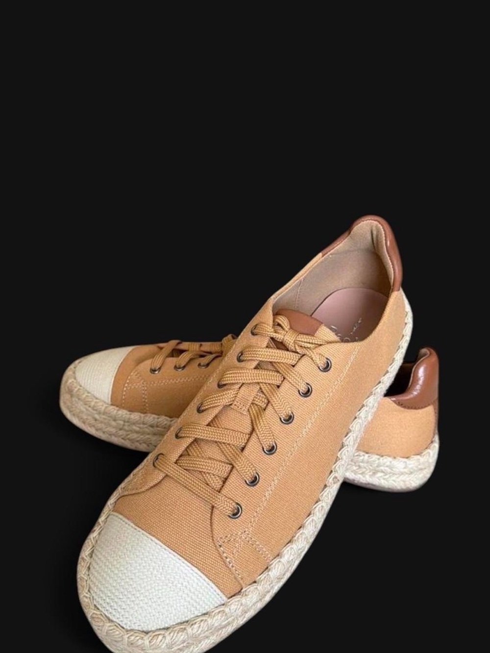 Women’s tan canvas espadrille sneakers by Linea Paolo. New in the box . Size 9.5